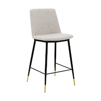 Messina 26" Cream Faux Leather and Metal Counter Height Bar Stool
