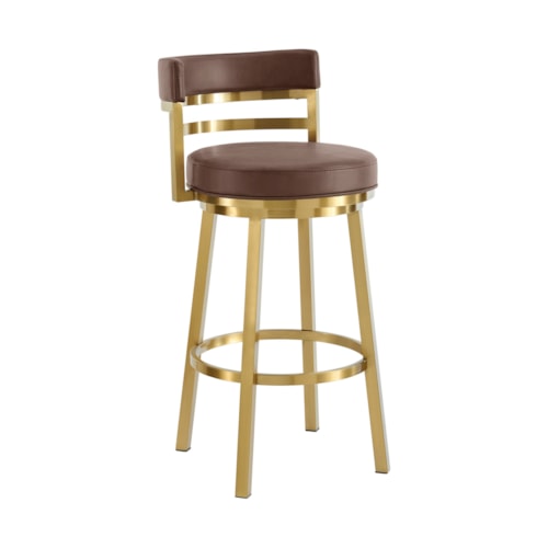 Contemporary Swivel Counter-Height Faux Leather and Metal Stool