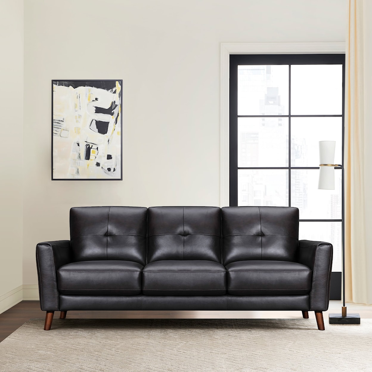 Armen Living Almafi Brown Leather Sofa