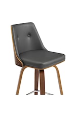 Armen Living Nolte Contemporary Swivel Bar Stool in Faux Leather and Walnut Wood