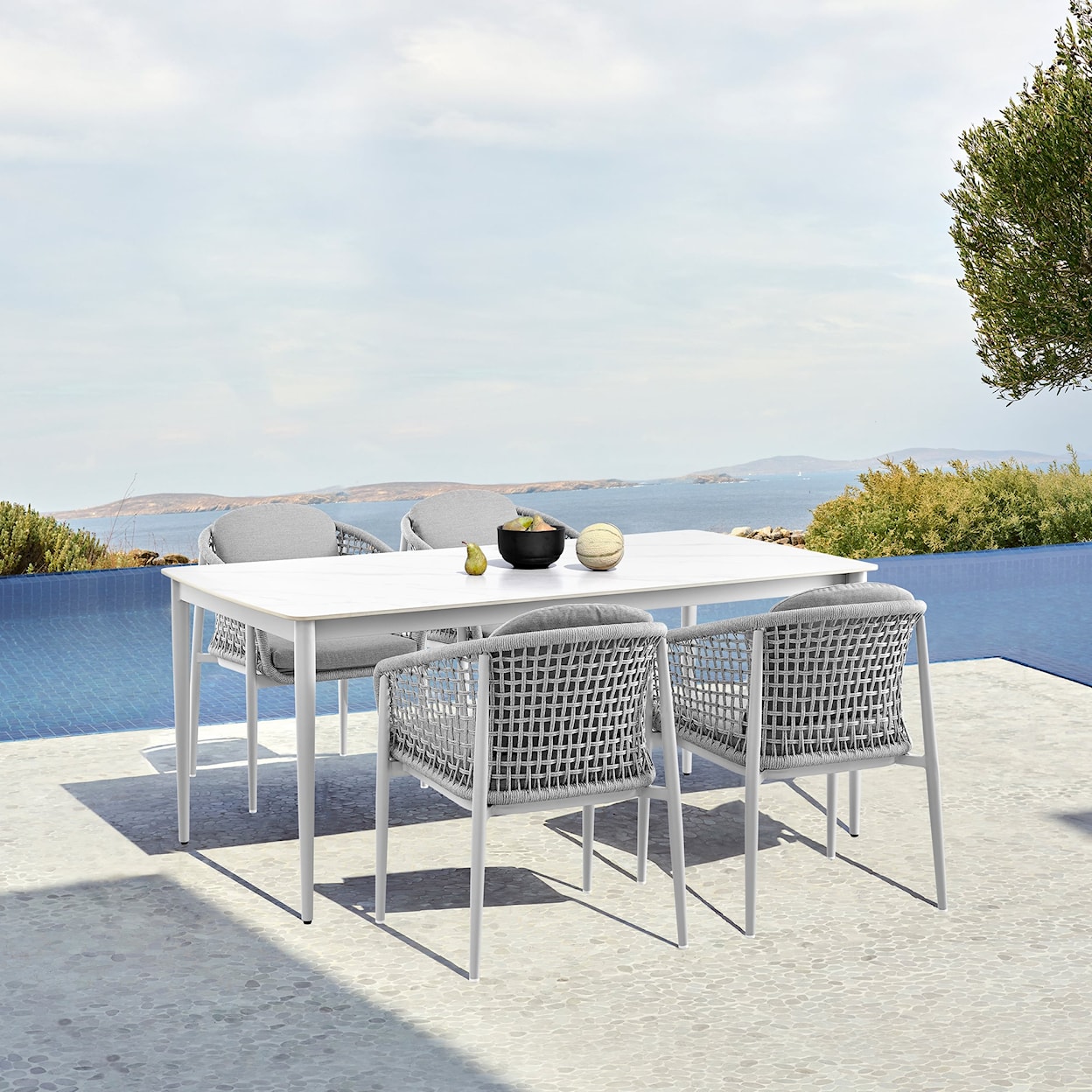 Armen Living Rhodes 5-Piece Outdoor Dining Set