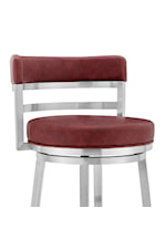 Armen Living Madrid Contemporary Swivel Bar-Height Faux Leather and Metal Stool
