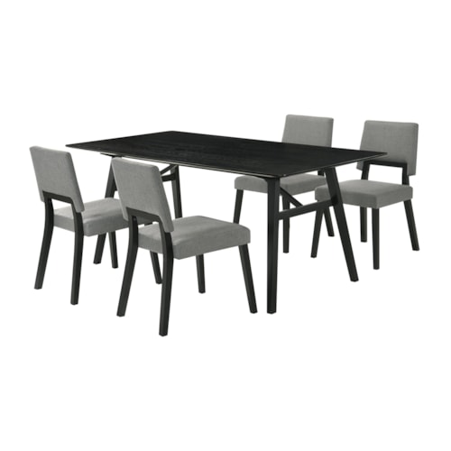 Mid-Century Modern 5-Piece Wood Dining Table Set