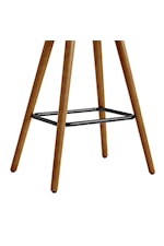 Armen Living Piper Contemporary 26" Counter Height Backless Bar Stool in Gray Faux Leather and Walnut Wood