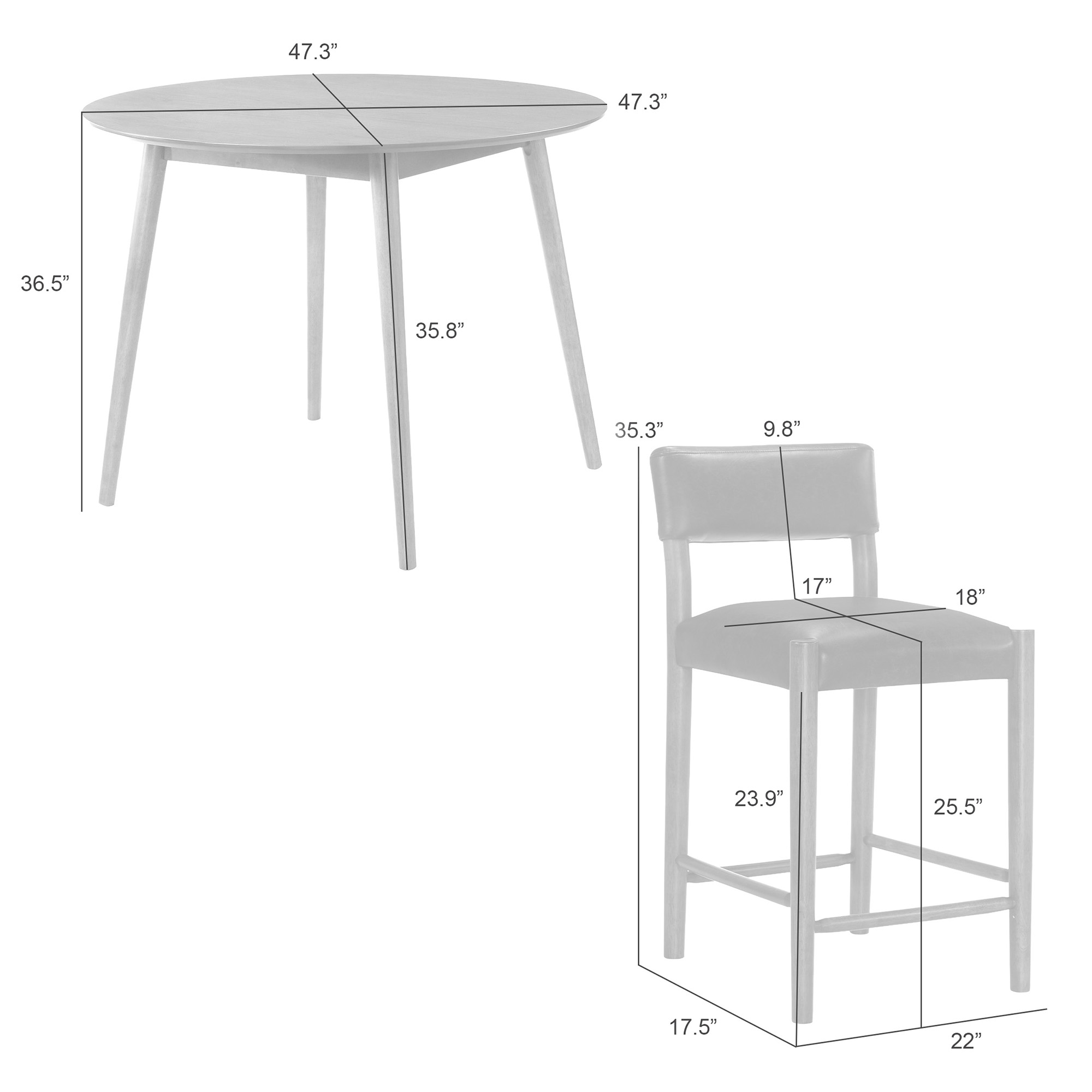 Armen Living Bennet 5-pc. Mid-Century Modern Pub Set