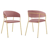 Nara Modern Pink Velvet and Gold Metal Leg Dining Room Chairs - Set of 2
