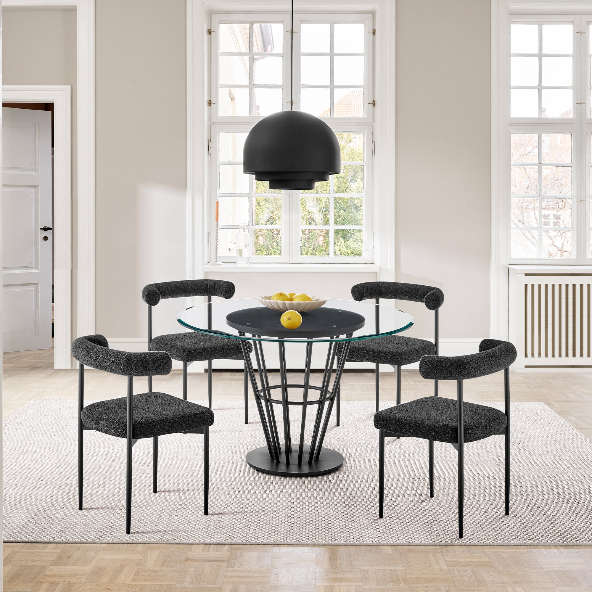 Armen Living Veronica / Shannon 5-Piece Round Dining Table Set