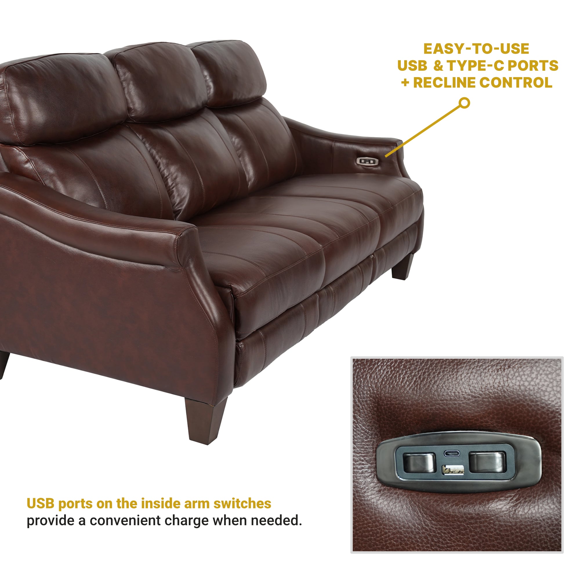 Armen Living Felicity Zero Gravity Power Reclining Sofa