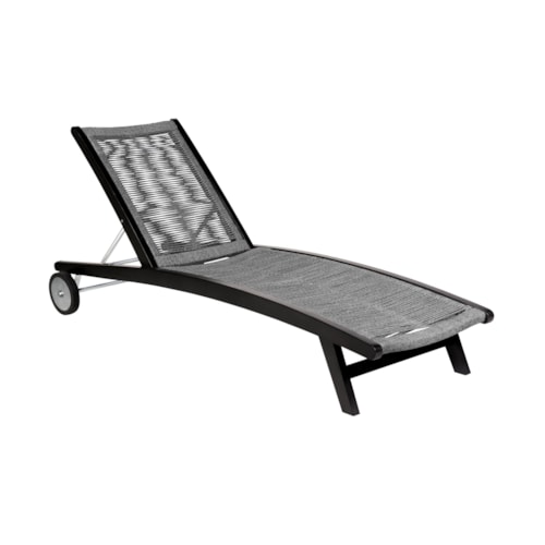 Rustic Outdoor Adjustable Chaise Lounge with Rope Upholstery