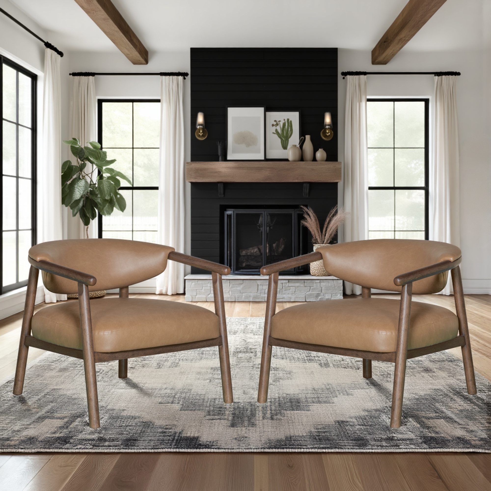 Armen Living Autumn Mid-Century Vintage Accent Armchair