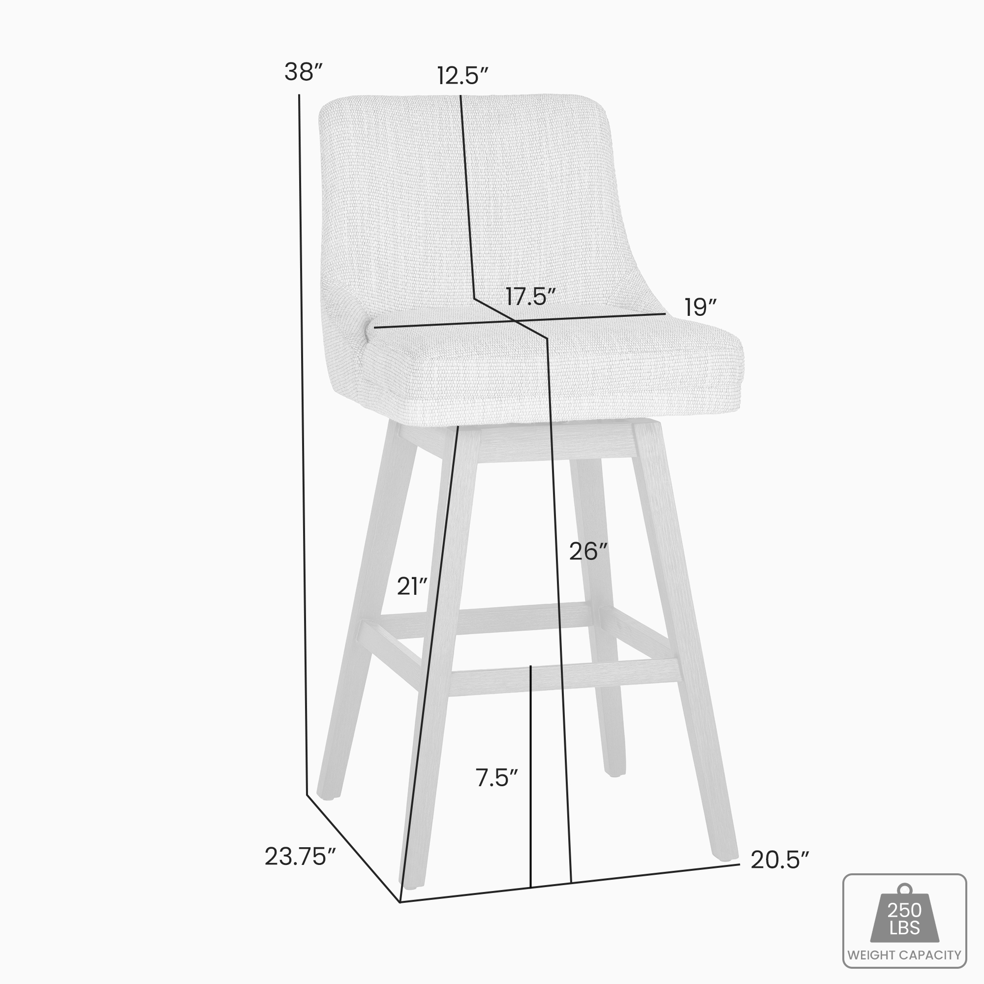 Armen Living Branson Upholstered Swivel Counter Stool