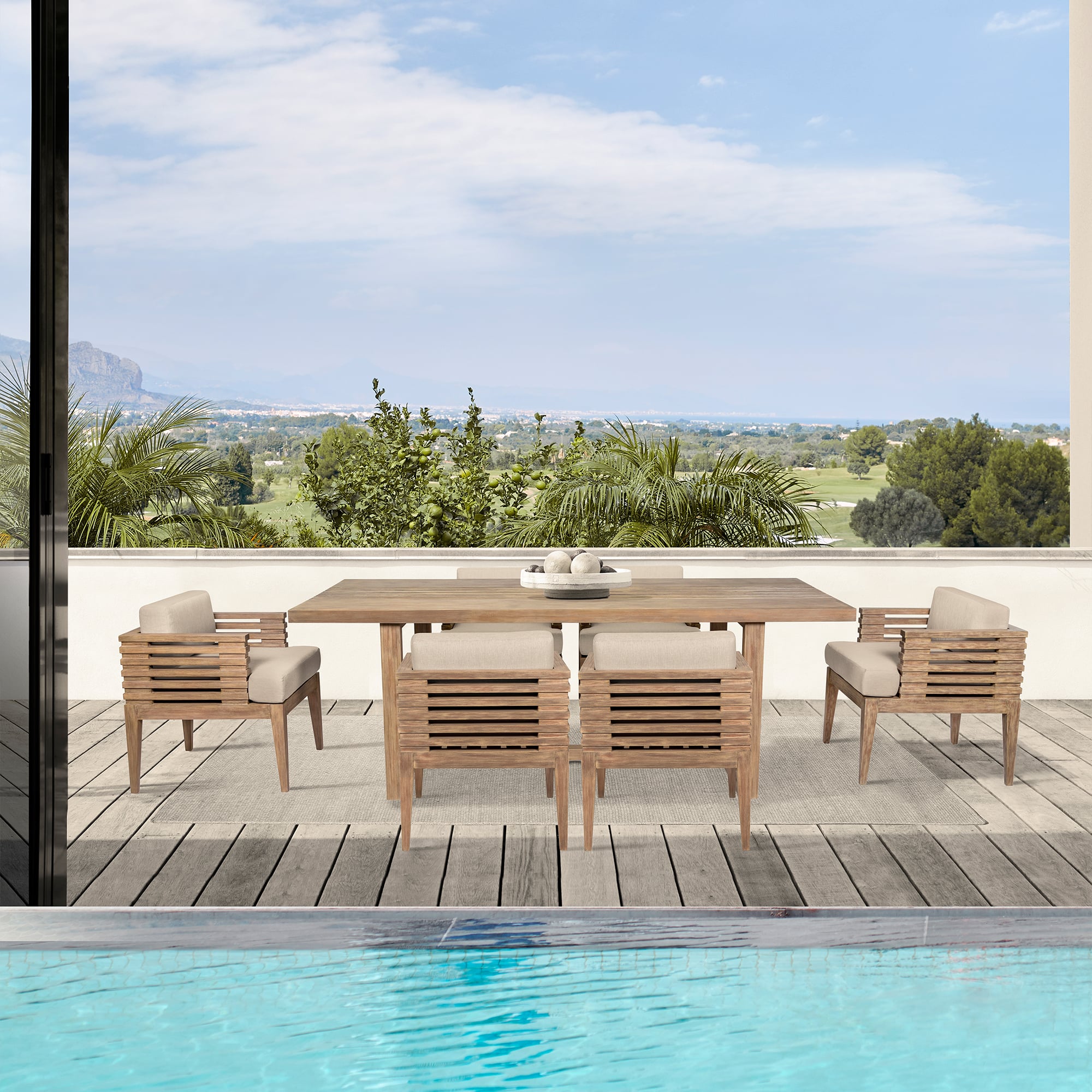 Armen Living Vivid Outdoor 7-Piece Dining Set