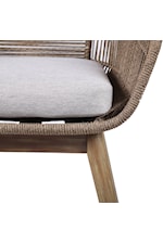 Armen Living Tutti Fruitti Tutti Frutti Indoor Outdoor Dining Chair in Light Eucalyptus Wood with Latte Rope and Grey Cushion