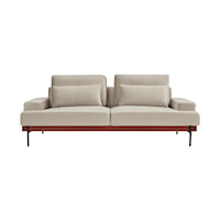 Mid-Century Modern Beige Velvet Sofa