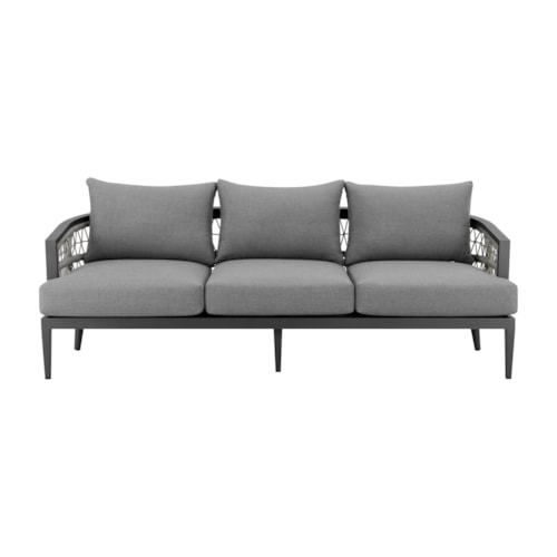 Transitional Patio Sofa with Rope Accents and Cushioned Seating