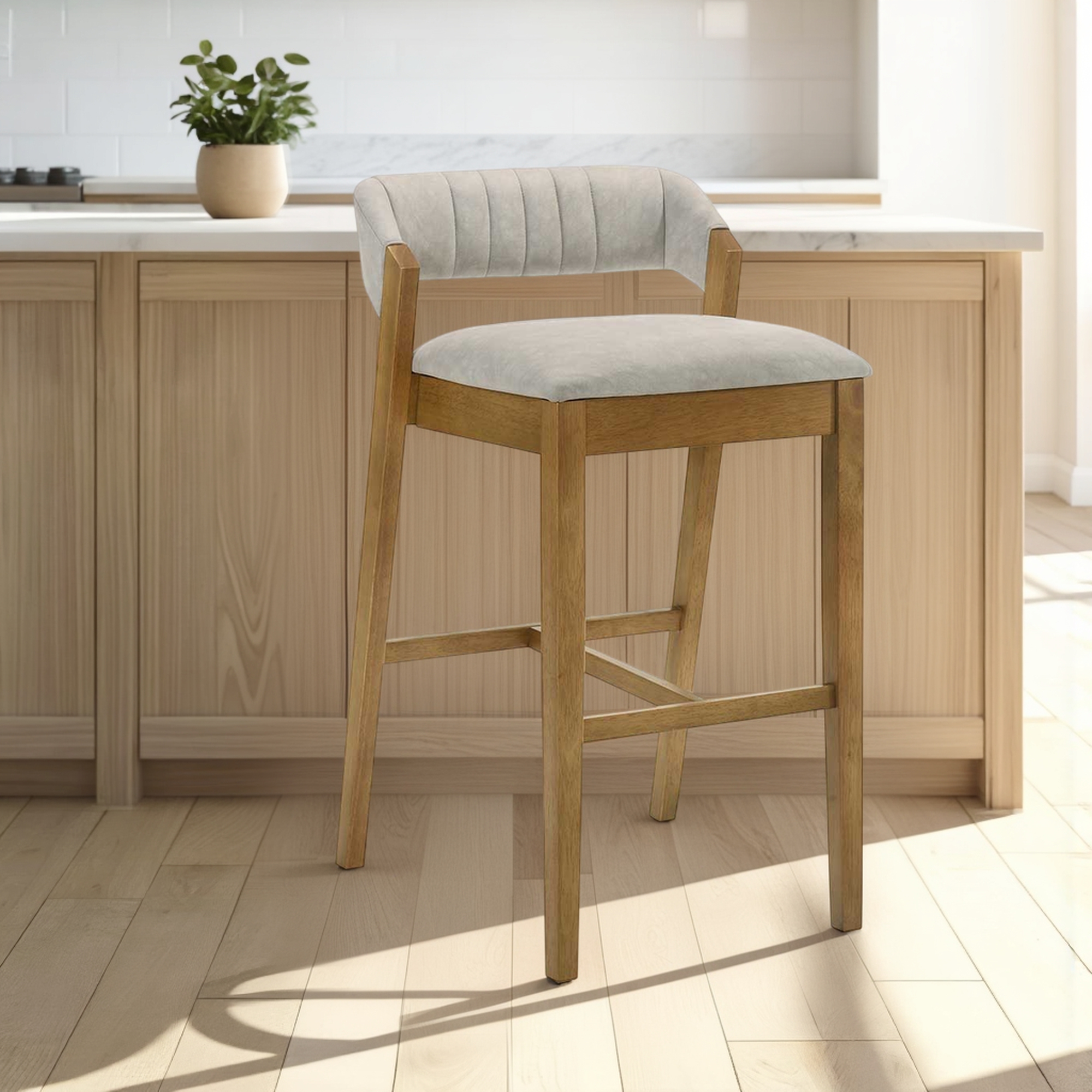 Armen Living Landyn Low-Back Counter Stool w/Channel Tufting