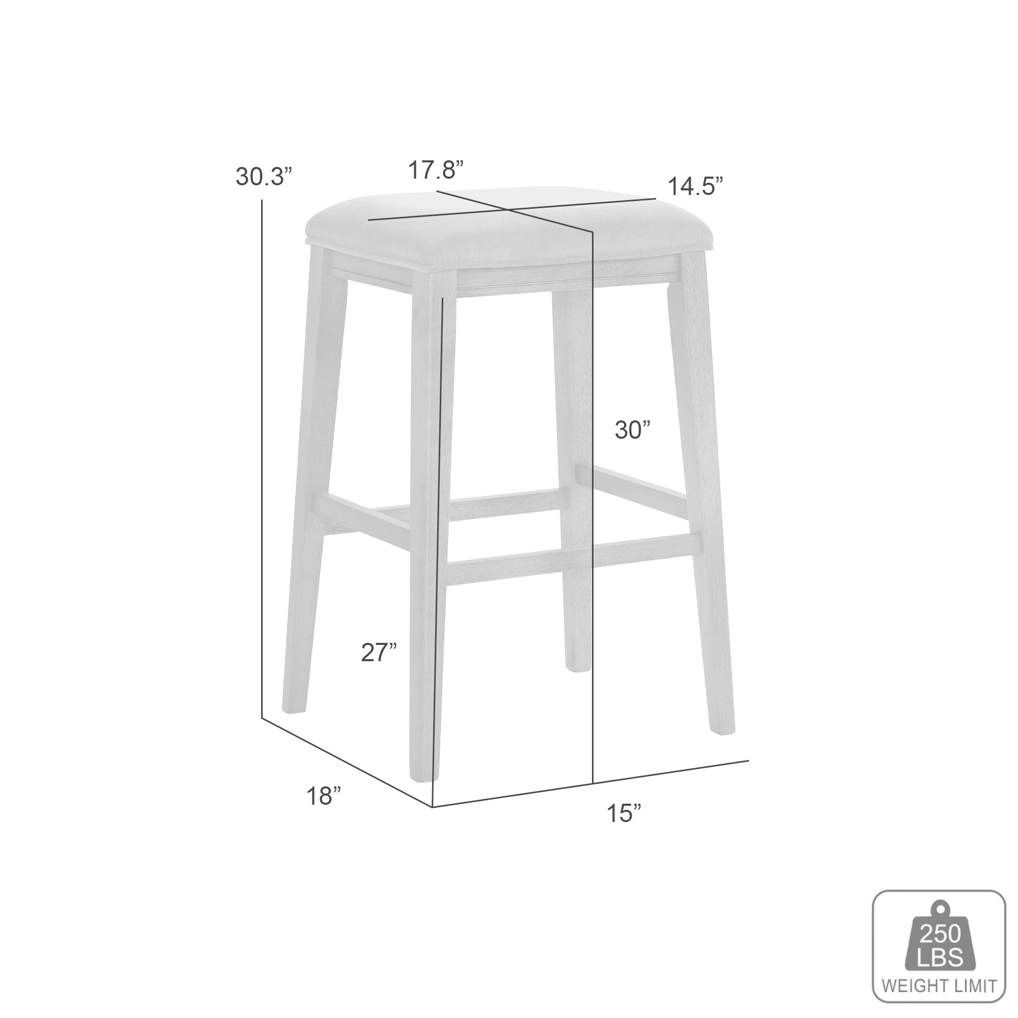 Armen Living Jane Upholstered Backless Barstool