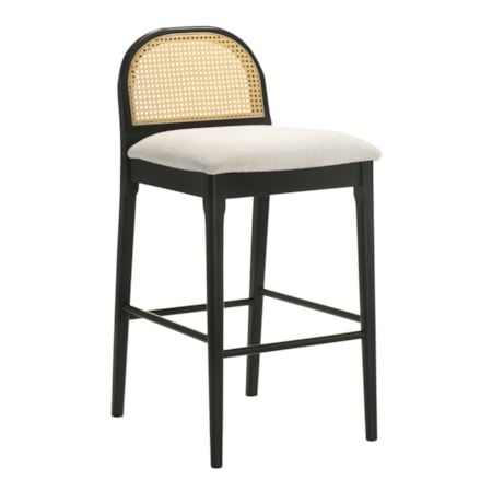 Rounded-Back Barstool w/Upholstered Seat