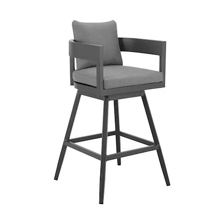 Contemporary Outdoor Swivel Counter Stool with Barrel Shape