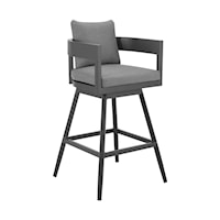 Contemporary Outdoor Swivel Counter Stool with Barrel Shape