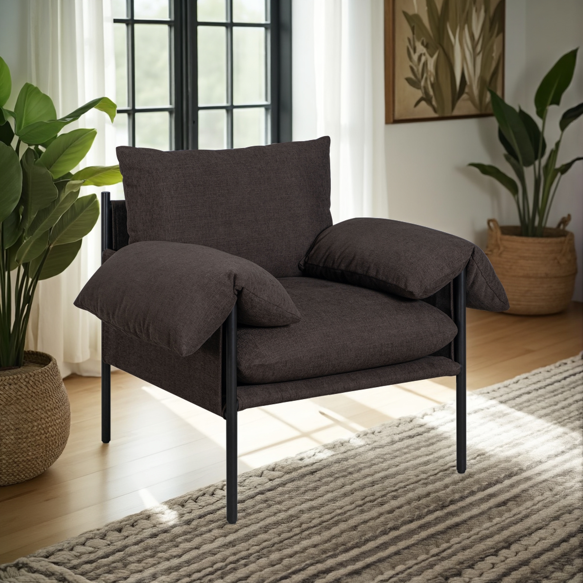 Armen Living Bloom Pillow-Arm Accent Chair