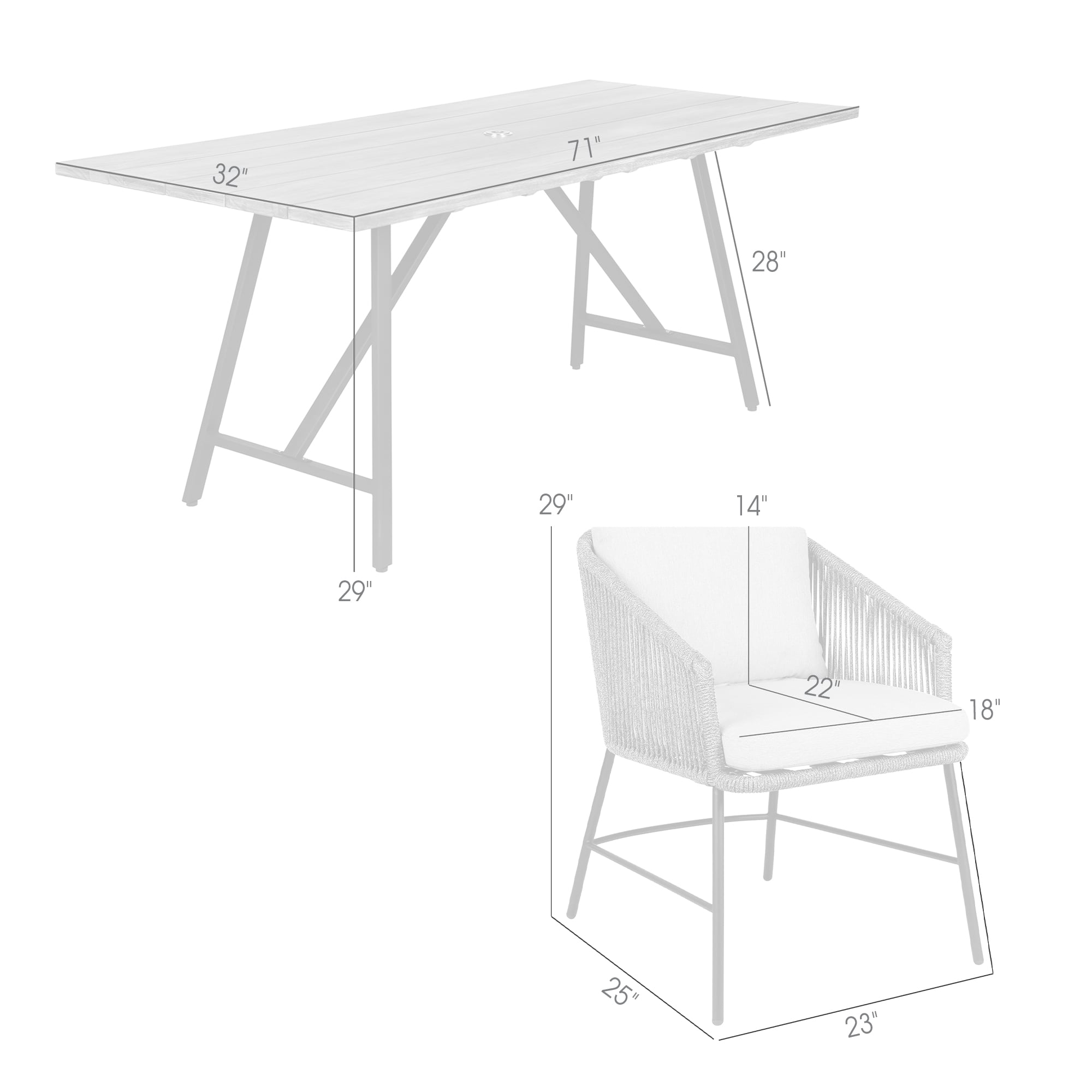Armen Living Frinton / Ditas 5-Piece Outdoor Dining Set