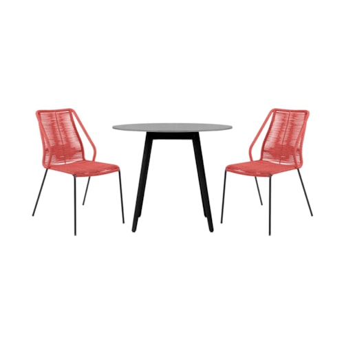 Contemporary 3-Piece Outdoor Dining Set with Rope Details