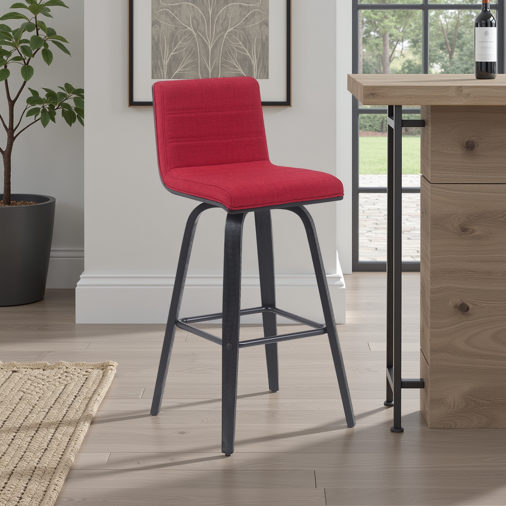Armen Living Vienna Upholstered Swivel Barstool