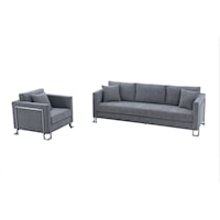 2 Piece Contemporary Upholstered Sofa & Chair Set