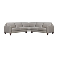 Contemporary Gray 3-Piece Leather Sectional Sofa with Track Arms