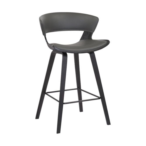 Mid-Century Modern Faux Leather Counter Height Stool