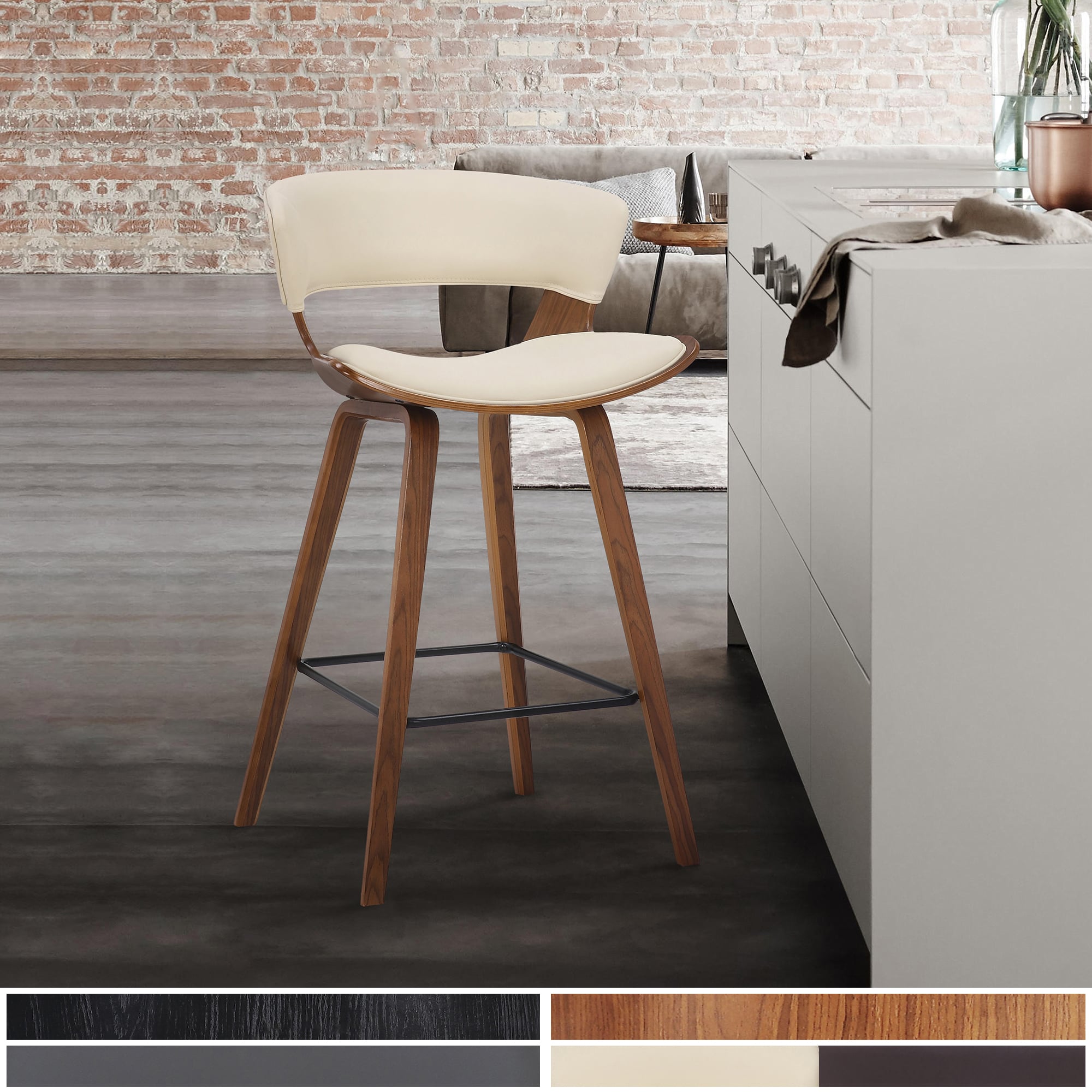 Armen Living Jagger Faux Leather Counter Stool
