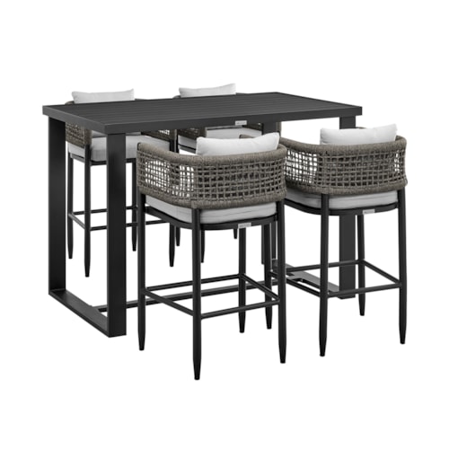 Contemporary 5-Piece Outdoor Bar Table Set