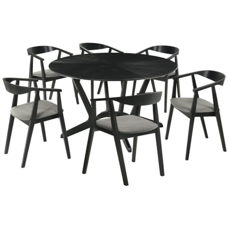 7-pc. Round Wood Dining Set