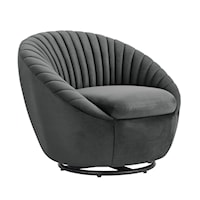 Dark Gray Velvet Swivel Accent Chair with Black Base