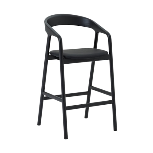 Contemporary Counter-Height Dining Stool with Upholstered Seat