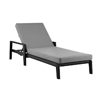 Contemporary Outdoor Adjustable Aluminum Chaise Lounge with Gray Cushion 