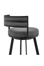 Armen Living Roman Roman 26" Gray Faux Leather and Black Metal Swivel Bar Stool