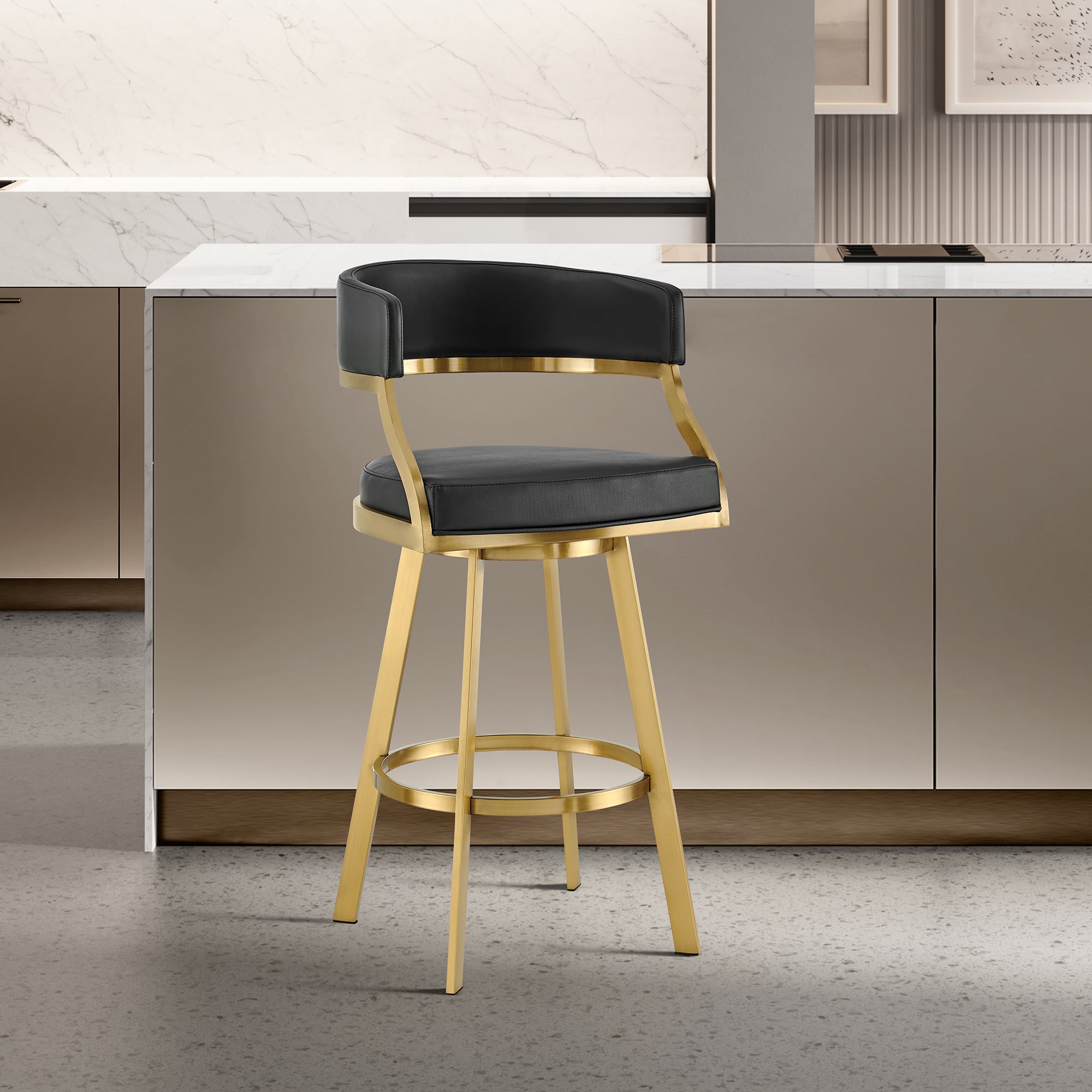 Armen Living Saturn Gold Stainless Steel Swivel Stool