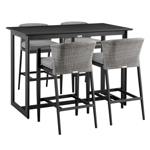 Casual Outdoor Patio 5-Piece Bar Table Set