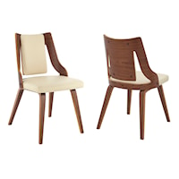 Set of 2 Wood Dining Chairs with Faux Leather Upholstery