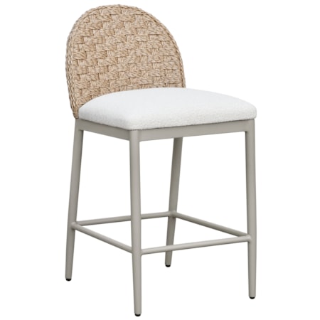 Outdoor Woven-Back Counter Stool