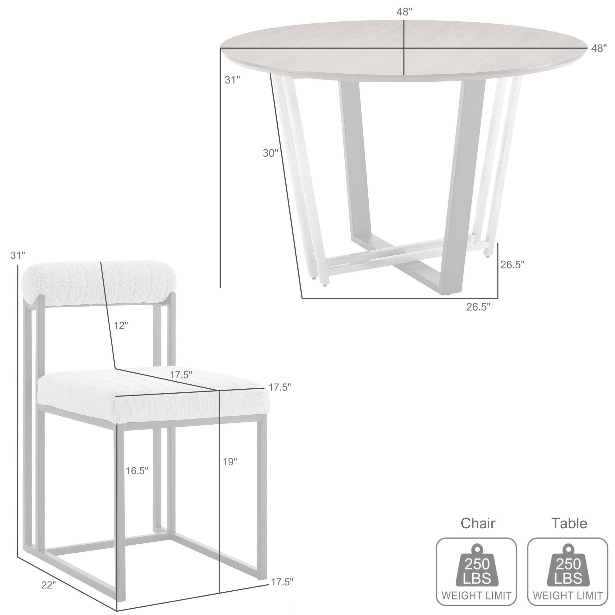 Armen Living Joana / Anastasia 5-Piece Dining Set