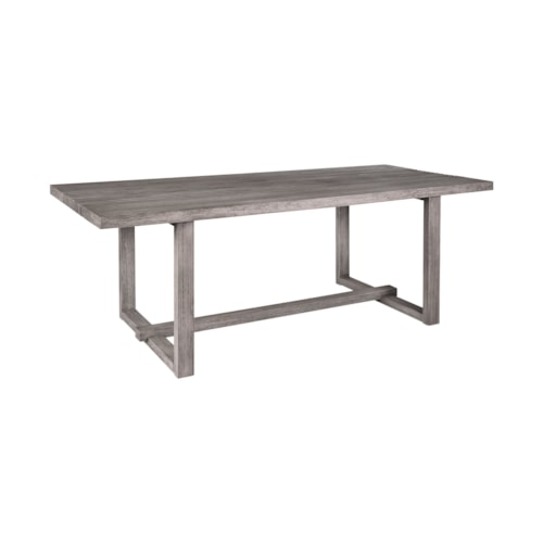 Contemporary Gray Outdoor Dining Table with U-Shape Legs