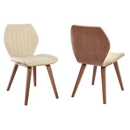 Ontario Cream Faux Leather and Walnut Wood Dining Chairs - Set of 2
