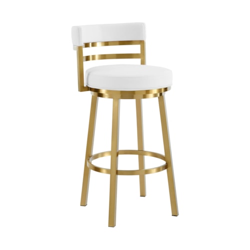 Contemporary Swivel Counter-Height Faux Leather and Metal Stool
