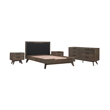 4-Piece Mid Century Modern Queen Bedroom Set