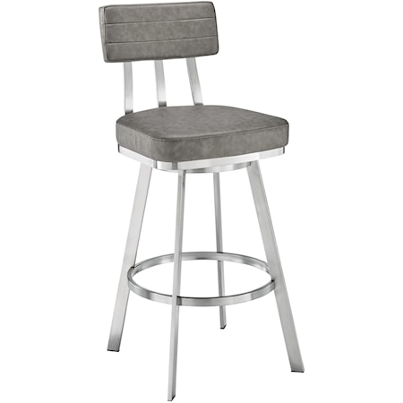 Contemporary Gray Barstool with Stainless Steel Frame
