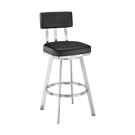Contemporary Black Barstool with Stainless Steel Frame