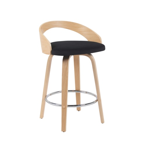 Mid-Century Modern Open-Back Swivel Counter Stool